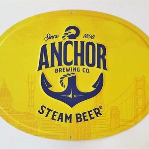 VERY RARE Anchor Steam Beer authentic classic metal sign showing S.F. skyline